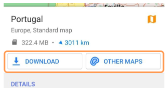 Ação Baixar mapa vetorial Android