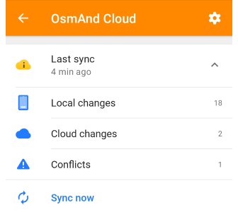 Alterações OsmAnd Cloud