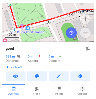 Menu de contexto da trilha Android