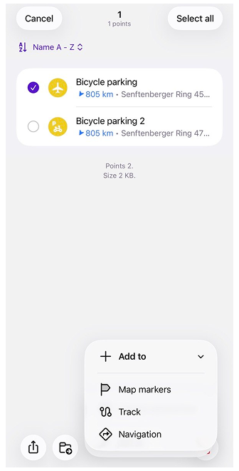 Ações de favoritos iOS