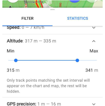 Números de altitude do filtro GPS Android