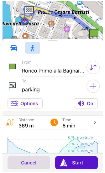 Indo para o ponto de estacionamento no iOS