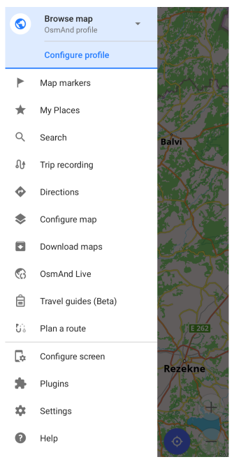 Menu principal Android