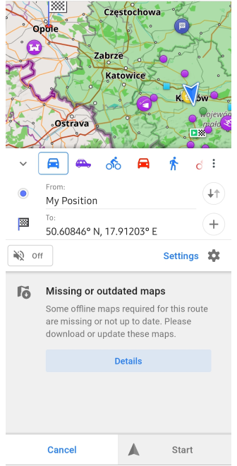 Mensagem sem mapas ao construir navegação Android 5