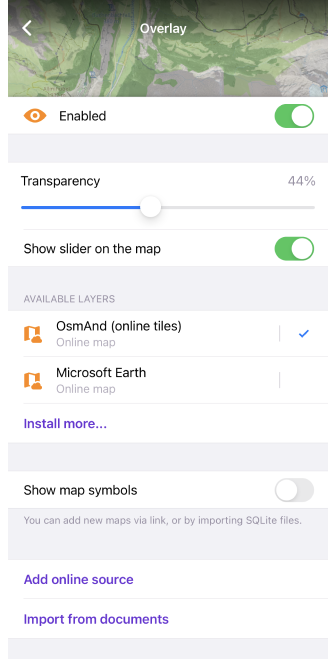 Configurar base / sobreposição iOS