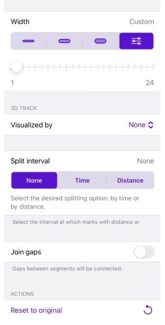Track menu Appearance iOS