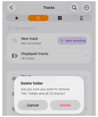 Menu de contexto de uma trilha no iOS