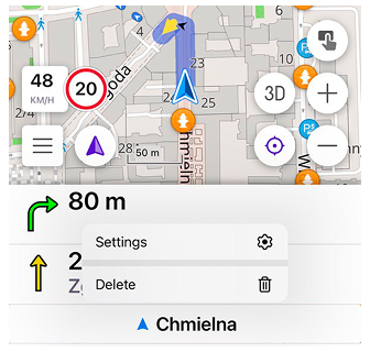 Nome da rua sem próxima curva ios