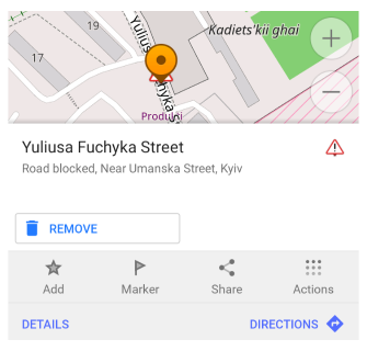 Kaçınılan yolu kapat Android