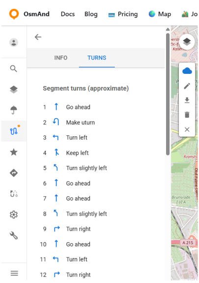 OsmAnd Web bulut GPX düzenleme