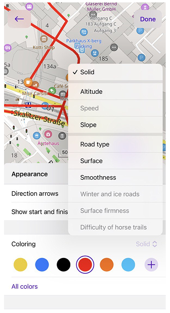 Renklandırma Bağlam Menüsü iOS
