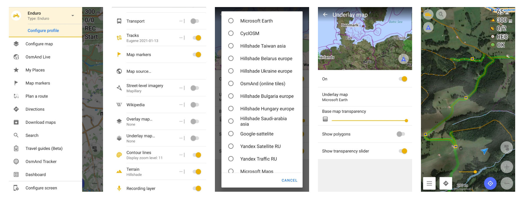 Android&#39;de alt katmanı / üst katmanı yapılandırın