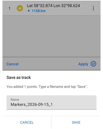 Koordinat girişi kaydetme noktası Android 1