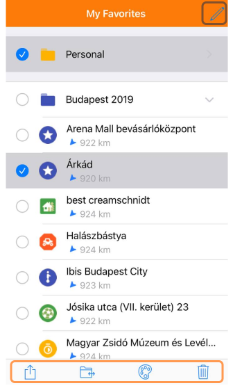 Favoriler eylemleri ios