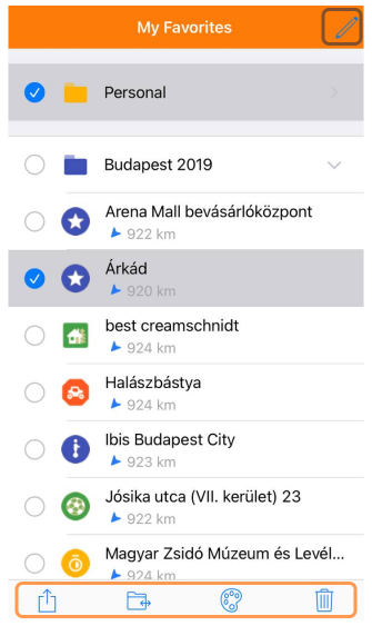 Favoriler eylemleri ios