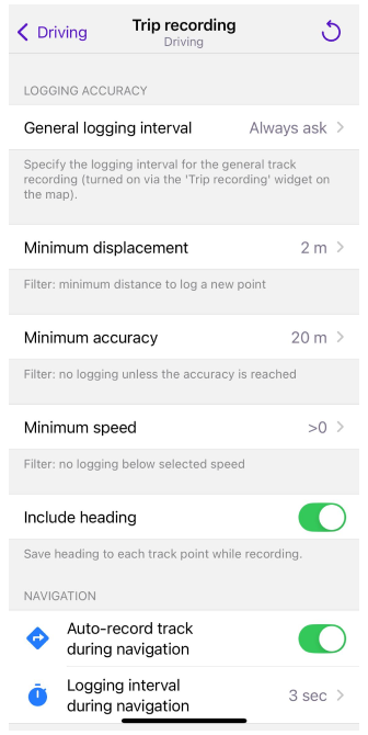iOS&#39;ta Gezi kaydını yapılandırma