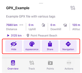 İz bağlam menüsü genel bakış iOS 3