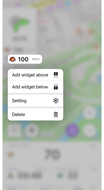 Widget bağlam menüsü