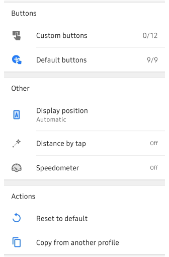 Configure screen menu