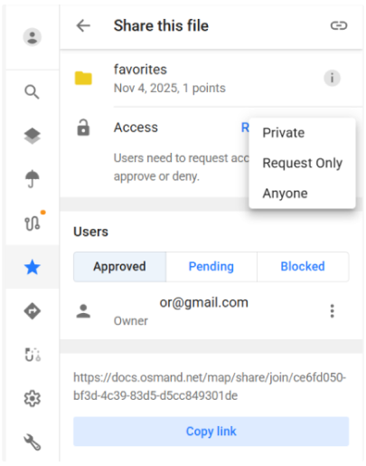Редагування улюблених місць у хмарі OsmAnd Web