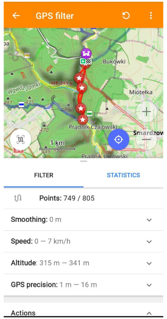 Екран GPS-фільтра Android