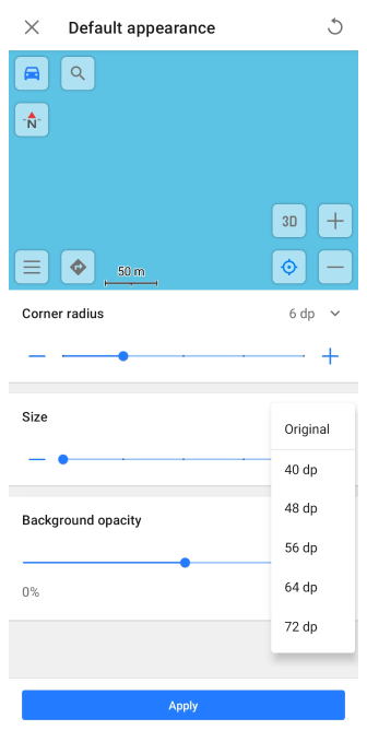 Зовнішній вигляд кнопок мапи