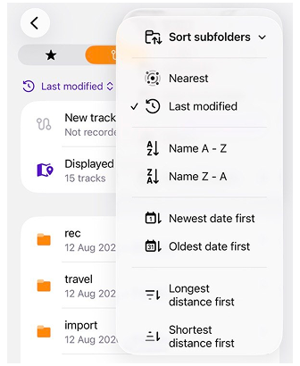 Функція сортування треків у Моїх місцях iOS