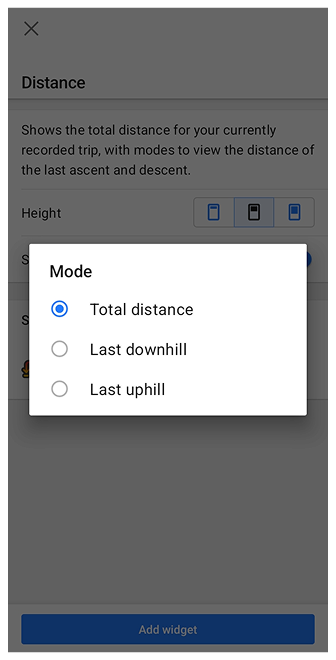 Trip recording widget