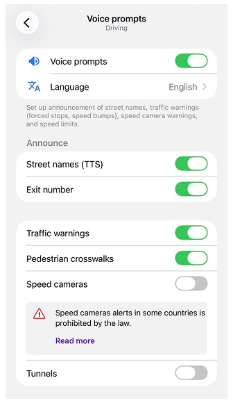 Налаштування голосової навігації iOS