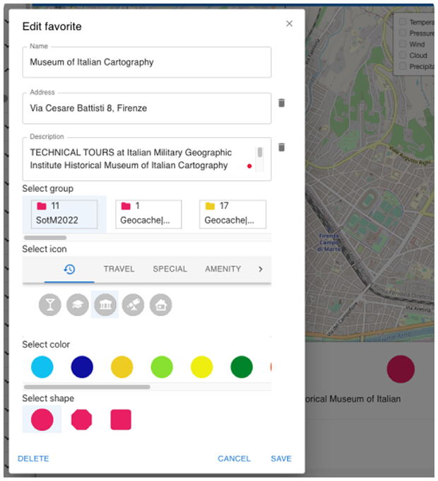 Додавання улюблених місць у веб OsmAnd